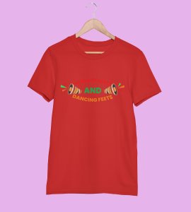 Navratri beats printed unisex adults round neck cotton half-sleeve red tshirt specially for Navratri festival/ Durga puja