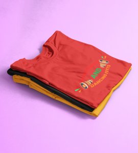 Navratri beats printed unisex adults round neck cotton half-sleeve red tshirt specially for Navratri festival/ Durga puja