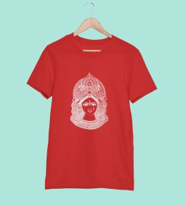 Durga maa potrait printed unisex adults round neck cotton half-sleeve red tshirt specially for Navratri festival/ Durga puja