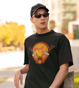 Navratri (2 dhaks) printed unisex adults round neck cotton half-sleeve green tshirt specially for Navratri festival/ Durga puja