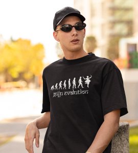 Gujju Evalution printed unisex adults round neck cotton half-sleeve black tshirt specially for Navratri festival/ Durga puja