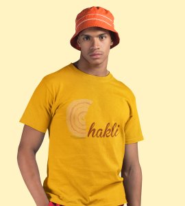 Chakli text printed diwali themed unisex round neck blended yellow t-shirt specially for diwali festival