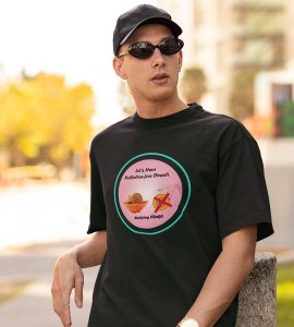 Let's have pollution free diwali printed diwali themed unisex round neck blended green t-shirt specially for diwali festival