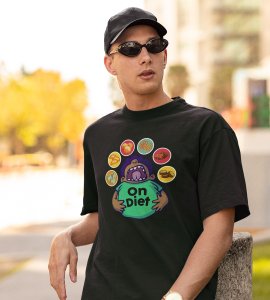 Animated fatty boy printed diwali themed unisex round neck blended green t-shirt specially for diwali festival