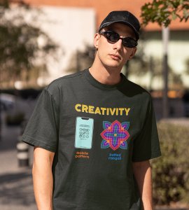 Creativity text printed diwali themed unisex round neck blended green t-shirt specially for diwali festival