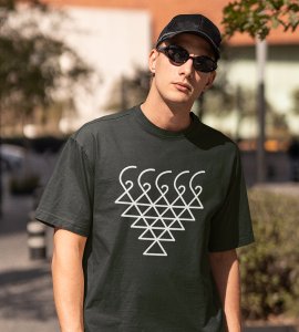 Saraswati yantra printed diwali themed unisex round neck blended green t-shirt specially for diwali festival