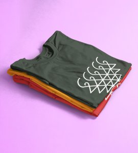 Saraswati yantra printed diwali themed unisex round neck blended green t-shirt specially for diwali festival