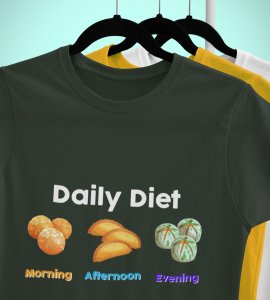 Daily diet printed diwali themed unisex round neck blended green t-shirt specially for diwali festival