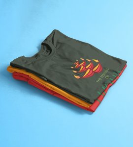 Diyas opposite wise framed printed diwali themed unisex round neck blended green t-shirt specially for diwali festival