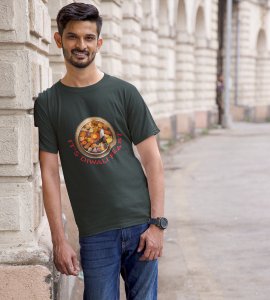 It's diwali feast printed diwali themed unisex round neck blended green t-shirt specially for diwali festival