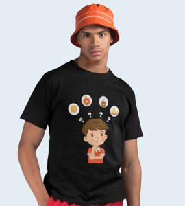 Boy thinks printed diwali themed unisex round neck blended black t-shirt specially for diwali festival