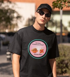 Let's have pollution free diwali printed diwali themed unisex round neck blended black t-shirt specially for diwali festival