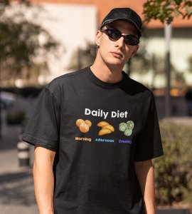 Diwali special sweets printed diwali themed unisex round neck blended black t-shirt specially for diwali festival