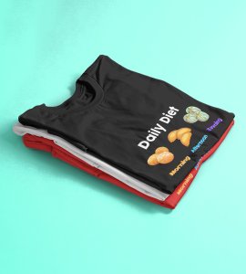 Diwali special sweets printed diwali themed unisex round neck blended black t-shirt specially for diwali festival