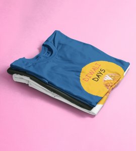 Diwali days printed diwali themed unisex round neck blended blue t-shirt specially for diwali festival