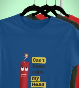 Baby cracker printed diwali themed unisex round neck blended blue t-shirt specially for diwali festival