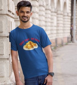 Laddoo printed diwali themed unisex round neck blended blue t-shirt specially for diwali festival