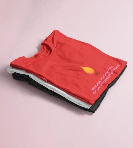 Wishing you printed diwali themed unisex round neck blended red t-shirt specially for diwali festival