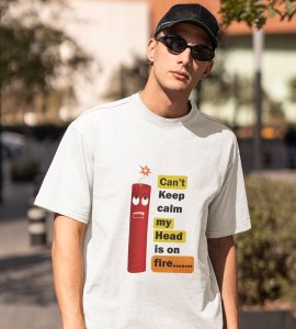 Baby cracker printed diwali themed unisex round neck blended white t-shirt specially for diwali festival