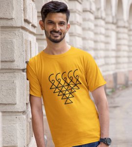 Saraswati yantra printed diwali themed unisex round neck blended yellow t-shirt specially for diwali festival