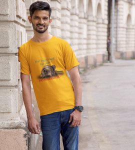 No harm to animal, diwali themed unisex round neck blended yellow t-shirt specially for diwali festival