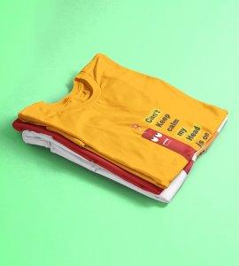 Patakha printed diwali themed unisex round neck blended yellow t-shirt specially for diwali festival