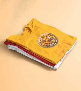 Haat nahi lagaga text printed diwali themed unisex round neck blended yellow t-shirt specially for diwali festival