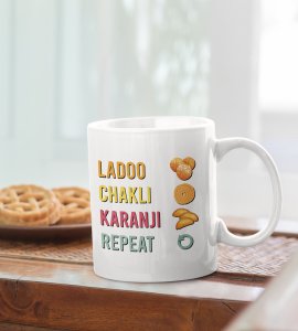 Festive Feast Coffee Mug - Ladoo, Chakli, Karanji & Repeat