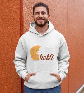 Chakli text printed diwali themed White Hoodie specially for diwali festival