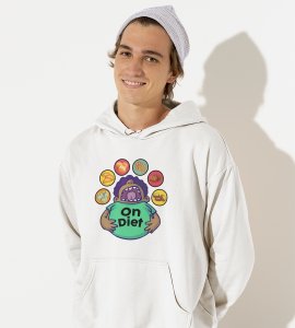 Animated fatty boy printed diwali themed White Hoodie specially for diwali festival