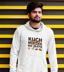 Kuch meetha ho jaye printed diwali themed White Hoodie specially for diwali festival