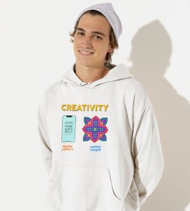 Creativity text printed diwali themed White Hoodie specially for diwali festival