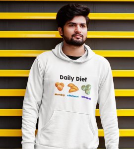 Daily diet printed diwali themed White Hoodie specially for diwali festival