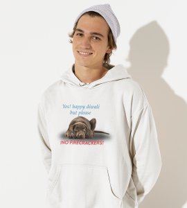No harm to animal, diwali themed White Hoodie specially for diwali festival