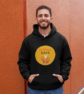 A plate of sweets printed diwali themed black Hoodie specially for diwali festival