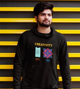 Creativity text printed diwali themed black Hoodie specially for diwali festival