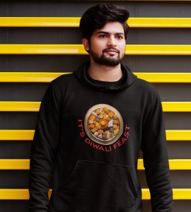 It's diwali feast printed diwali themed black Hoodie specially for diwali festival