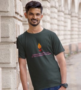 Wishing you printed diwali themed unisex round neck blended green t-shirt specially for diwali festival