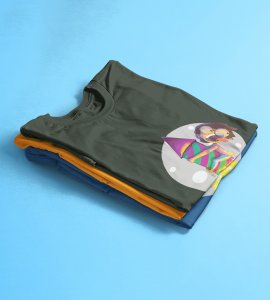 Rocket cracker printed diwali themed unisex round neck blended green t-shirt specially for diwali festival