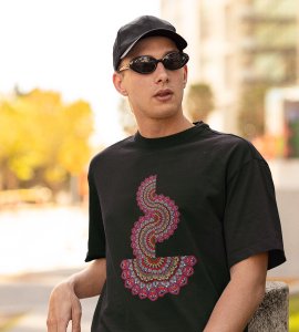 Designable semi-curved mandala colourful art printed diwali themed unisex round neck blended green t-shirt specially for diwali festival