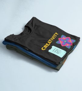 Creativity text printed diwali themed unisex round neck blended black t-shirt specially for diwali festival