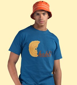 Chakli text printed diwali themed unisex round neck blended blue t-shirt specially for diwali festival