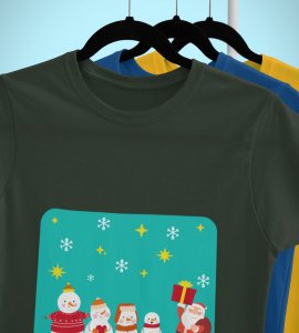 Santa's Squad: Cute Printed T-shirt (Green) Perfect Gift For kids