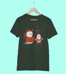 Selfie Santa: Cute Printed T-shirt (Green) Elegant Gift For Kids