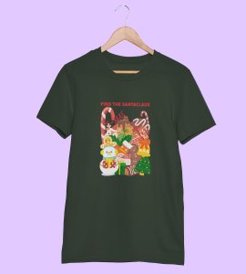 Find The Santa : Beautifully Crafted T-shirt (Green) Perfect Gift For Kids