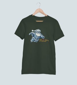 Gen-z Santa At Service : Printed T-shirt (Green) Best Gift For Boys Girls