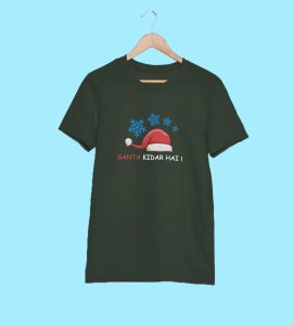 Where's Santa? : Best Printed T-shirt For Christmas (Green)Most Liked Gift For Boys Girls