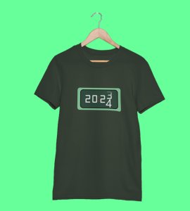 Year Changing Clock : New Year Printed T-shirt (Green) Best Gift For Secret Santa