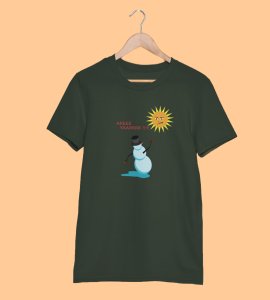 Angry Snowman : Unique Printed T-shirt (Green) Best Gift For Boys Girls