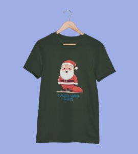Even Santa Wants Gift: Cute Printed T-shirt (Green) Perfect Gift For Boys Girls